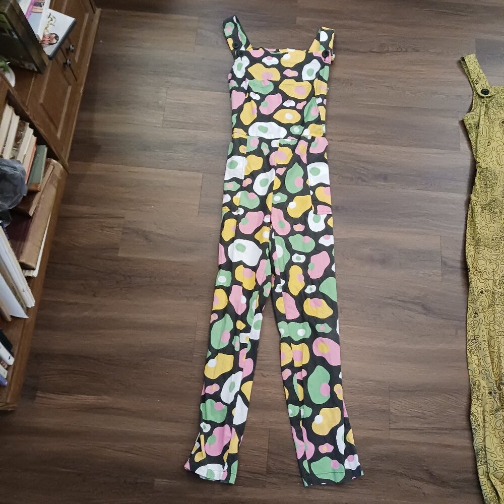 Nooworks Classic Overalls Womens Pockets in Egg Pattern GUC L